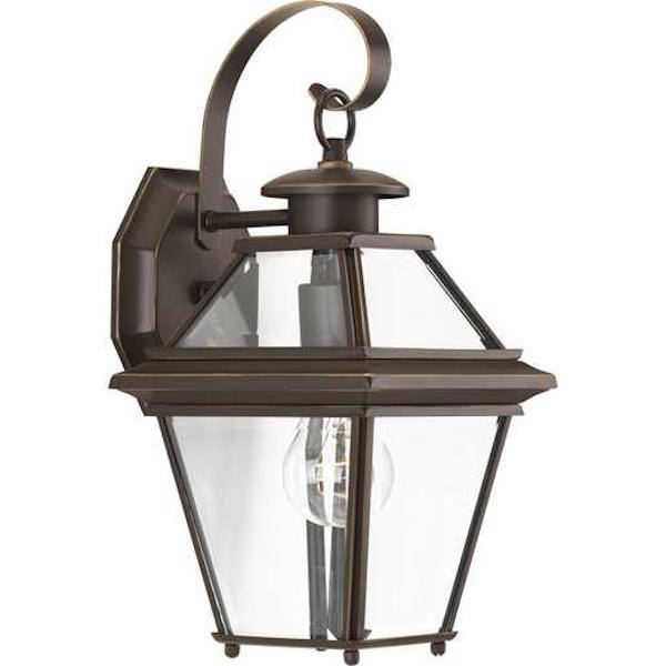 1 Light Antique Bronze with Clear Beveled Glass Wall Light Fixture 1