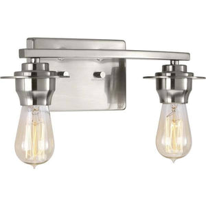 2 Light 120 volt Brushed Nickel Vanity Clear Glass Light Fixture 2