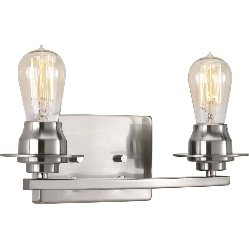 2 Light 120 volt Brushed Nickel Vanity Clear Glass Light Fixture 1