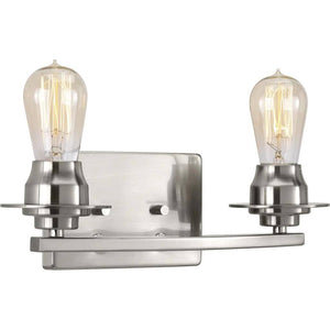 2 Light 120 volt Brushed Nickel Vanity Clear Glass Light Fixture 1