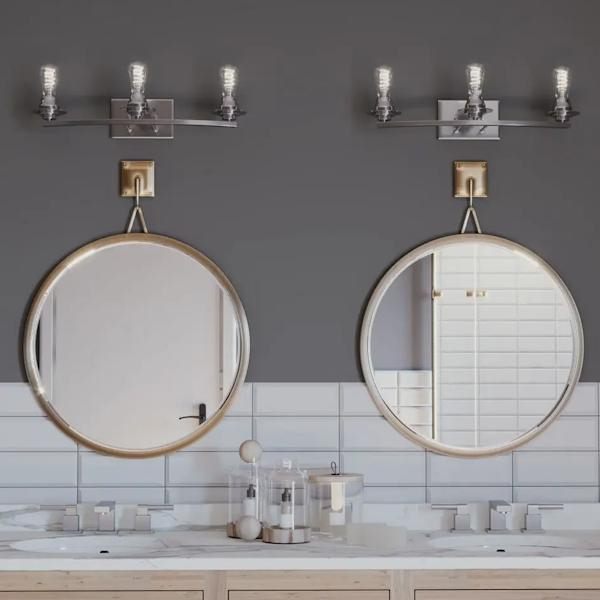 3 Light 120 volt Brushed Nickel Vanity Clear Glass Light Fixture 3