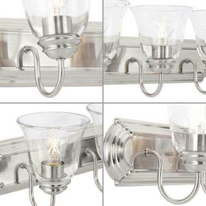 4 Light 120 volt Brushed Nickel Vanity Etched Glass Light Fixture 2