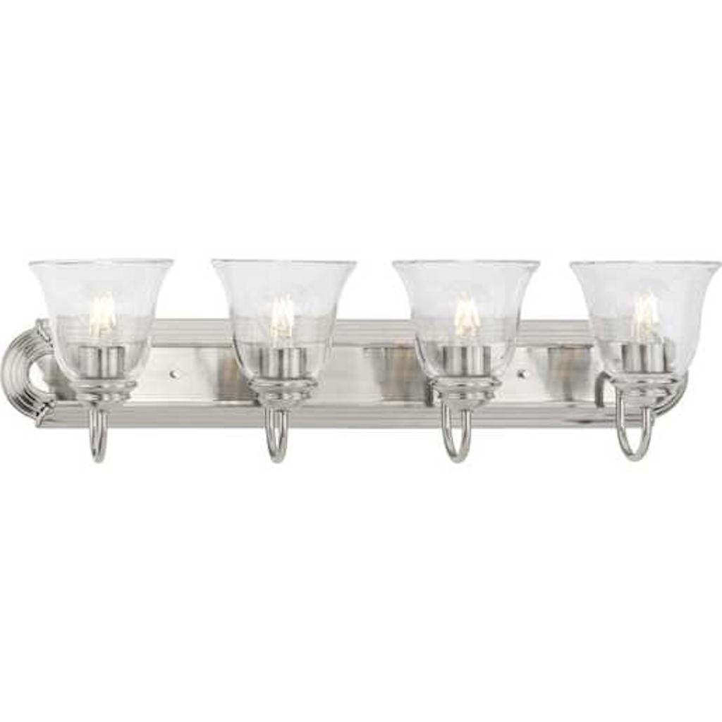 4 Light 120 volt Brushed Nickel Vanity Etched Glass Light Fixture 1