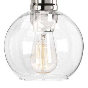 3 Light 120 volt Polished Nickel Vanity Clear Spherical Glass Light Fixture 3