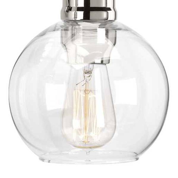 3 Light 120 volt Polished Nickel Vanity Clear Spherical Glass Light Fixture 3