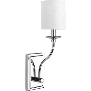 1 Light 120 volt Polished Chrome Vanity Linen Fabric Shade Light Fixture 1