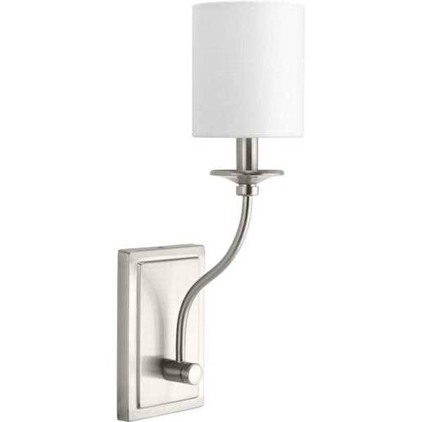 1 Light 120 volt Brushed Nickel Vanity Linen Fabric Shade Light Fixture 1