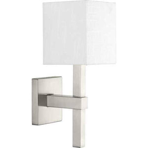 1 Light 120 volt Brushed Nickel Vanity Linen Fabric Shade Light Fixture 1