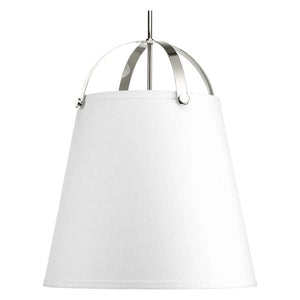 3 Light Polished Nickel Linen Shade Pendant Light Fixture 1