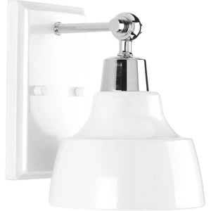 1 Light 120 volt Polished Chrome White Metal Shades Vanity Light Fixture 1
