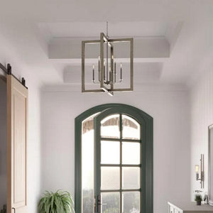 8 Light Galvanized Finish Distressed Pine Frame Coastal Style Chandelier Light Fixture 2