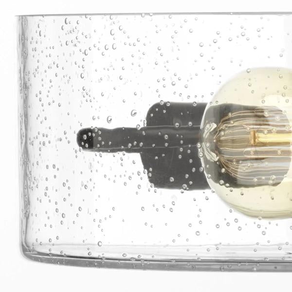 2 Light Antique Bronze Clear Seeded Glass Semi-Flush Ceiling Light Fixture 3