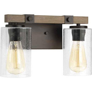 2 Light 120 volt Antique Bronze Vanity Clear Seeded Glass Light Fixture 2