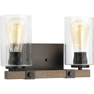 2 Light 120 volt Antique Bronze Vanity Clear Seeded Glass Light Fixture 1