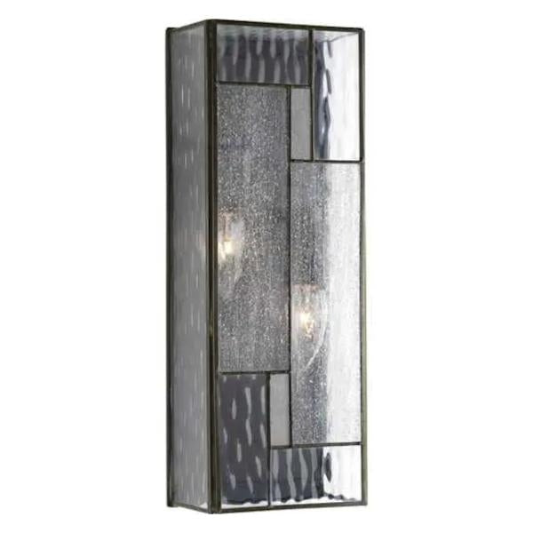 2 Light Bronze with Clear Seeded Glass Large Wall Light Fixture 1