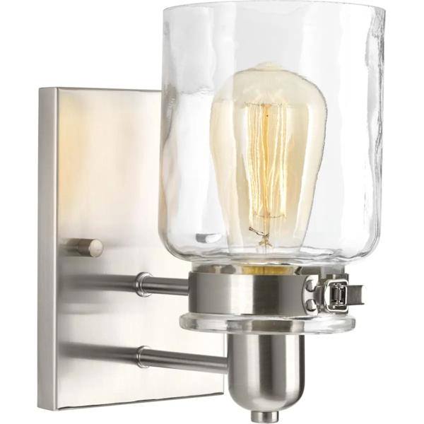 1 Light 120 volt Brushed Nickel Vanity Clear Glass Light Fixture 2
