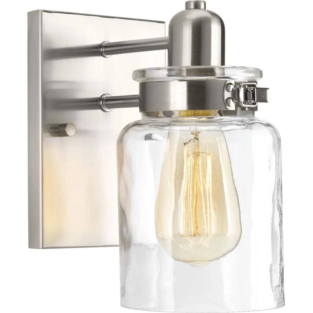 1 Light 120 volt Brushed Nickel Vanity Clear Glass Light Fixture 1
