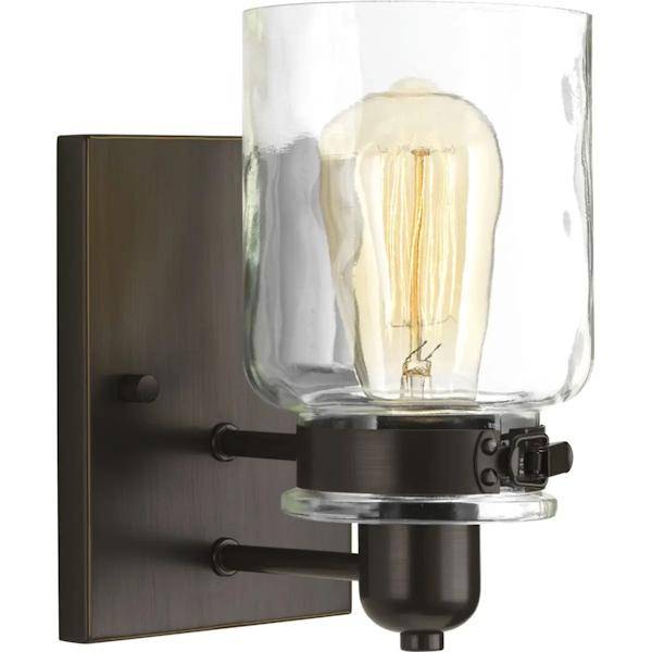 1 Light 120 volt Antique Bronze Vanity Clear Glass Light Fixture 2