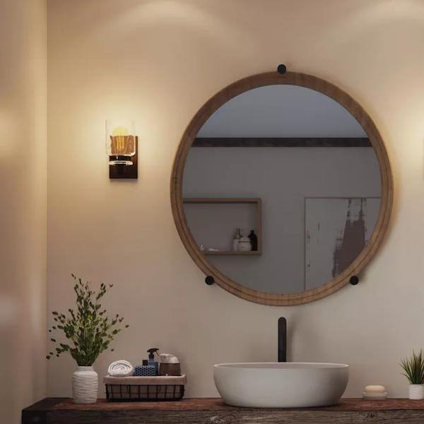 1 Light 120 volt Antique Bronze Vanity Clear Glass Light Fixture 5