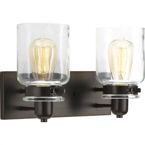 2 Light 120 volt Antique Bronze Vanity Clear Glass Light Fixture 2