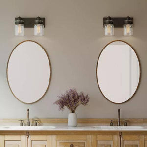 2 Light 120 volt Antique Bronze Vanity Clear Glass Light Fixture 5