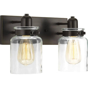 2 Light 120 volt Antique Bronze Vanity Clear Glass Light Fixture 1
