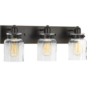 3 Light 120 volt Antique Bronze Vanity Clear Glass Light Fixture 1