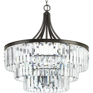 6 Light Antique Bronze Prismatic Glass Drops Ceiling Light Fixture 1