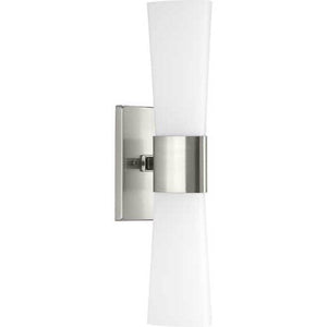 2 Light 120 volt Brushed Nickel Vanity Etched Opal Glass Light Fixture 1