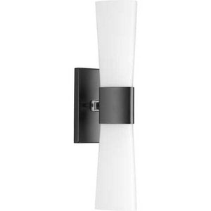 2 Light 120 volt Matte Black Vanity Etched Opal Glass Light Fixture 1