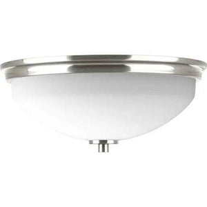 2 Light 120 volt Brushed Nickel Etched White Glass Bowl Ceiling Light Fixture 2