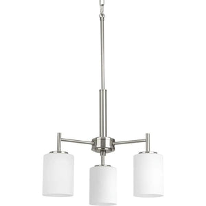 3 Light Brushed Nickel Etched Glass Shade Chandelier Light Fixture 2