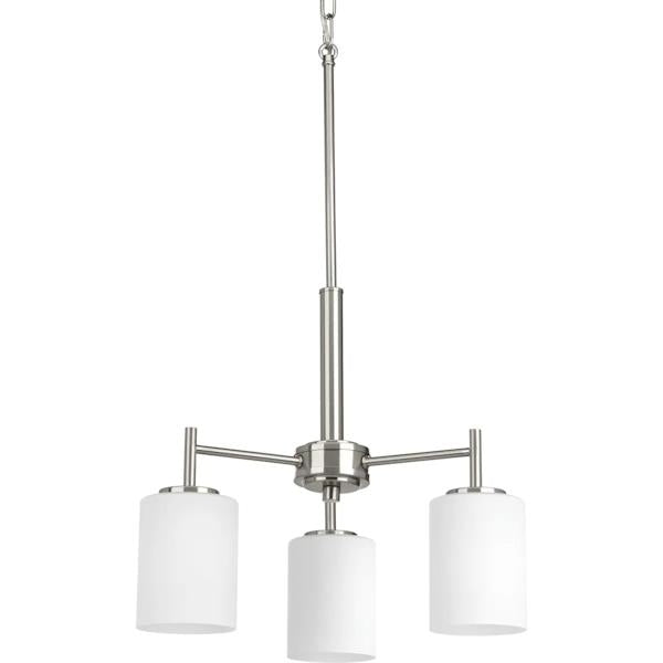 3 Light Brushed Nickel Etched Glass Shade Chandelier Light Fixture 2