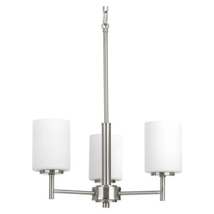 3 Light Brushed Nickel Etched Glass Shade Chandelier Light Fixture 1