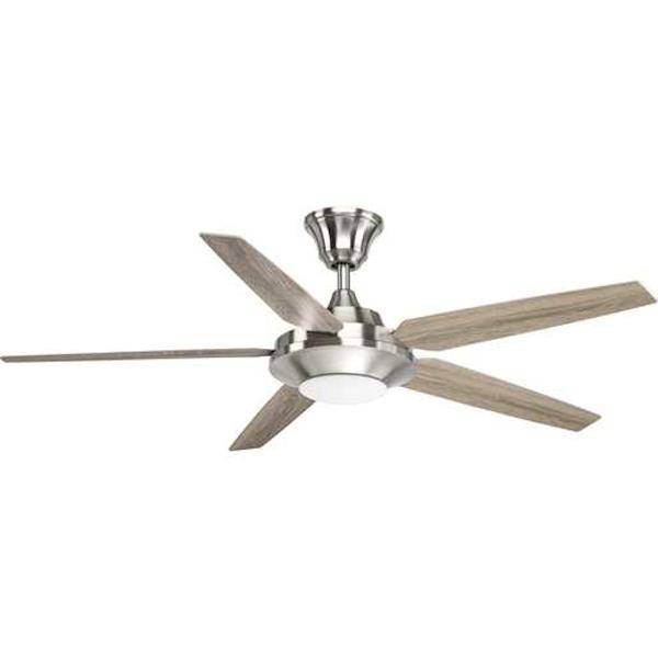 54" Brushed Nickel 5 Silver/Driftwood Reversible Blade Indoor Remote Control LED Ceiling Fan 2