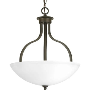 3 Light Antique Bronze Etched Glass Bowl Pendant Light Fixture 1