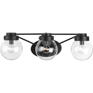 3 Light 120 volt Matte Black Vanity Clear Glass Light Fixture 3