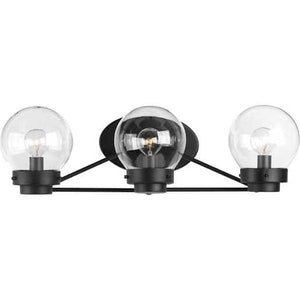 3 Light 120 volt Matte Black Vanity Clear Glass Light Fixture 1