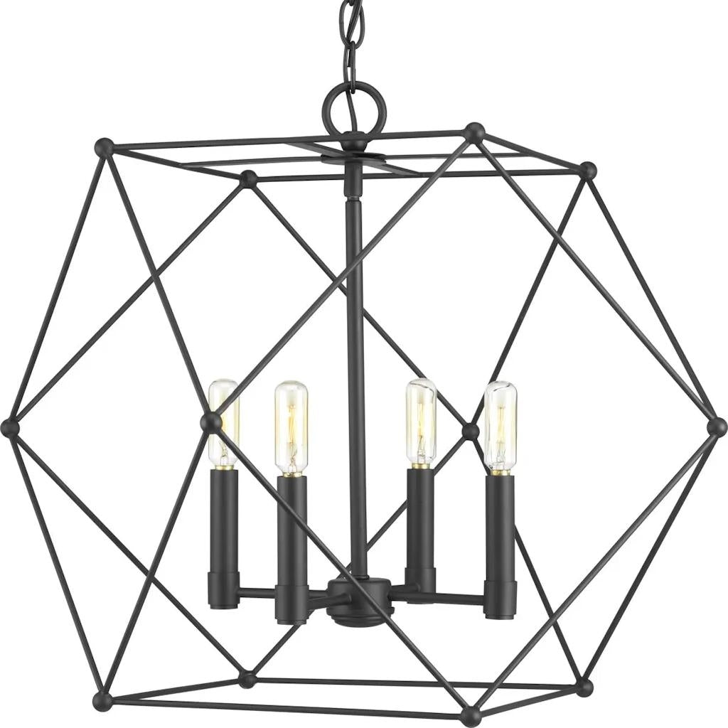 4 Light Matte Black Urban Industrial Pendant Light Fixture 1