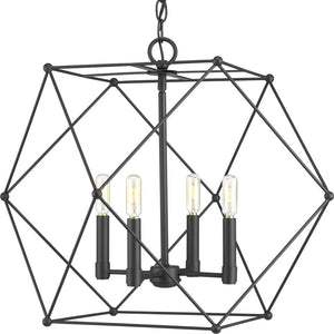 4 Light Matte Black Urban Industrial Pendant Light Fixture 1