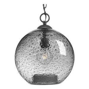 1 Light Graphite Smoked Textured Glass Shade Pendant Light Fixture 1