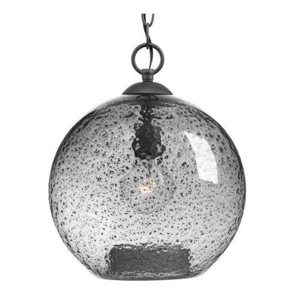 1 Light Graphite Smoked Textured Glass Shade Pendant Light Fixture 1