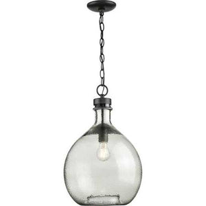 1 Light Graphite Smoked Textured Glass Shade Pendant Light Fixture 2