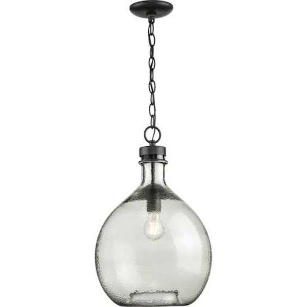 1 Light Graphite Smoked Textured Glass Shade Pendant Light Fixture 2