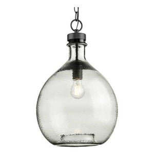 1 Light Graphite Smoked Textured Glass Shade Pendant Light Fixture 1
