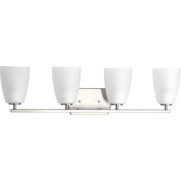 4 Light 120 volt Brushed Nickel Vanity Etched Glass Light Fixture 2
