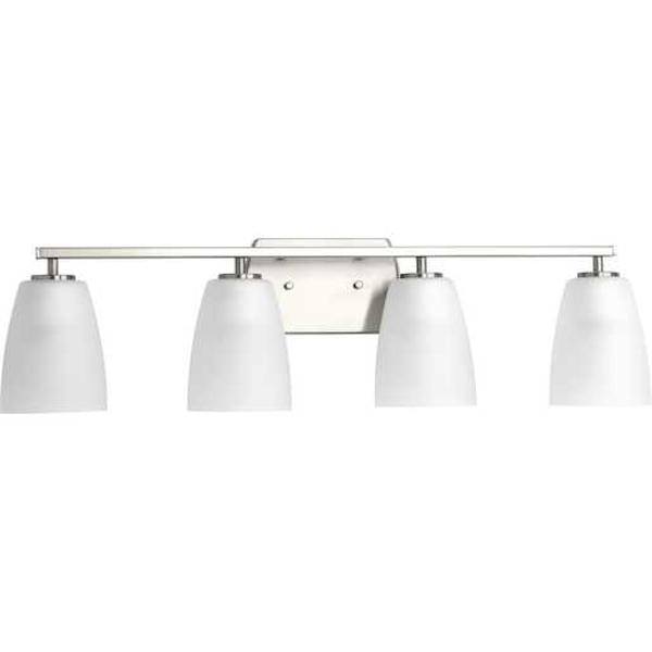 4 Light 120 volt Brushed Nickel Vanity Etched Glass Light Fixture 1