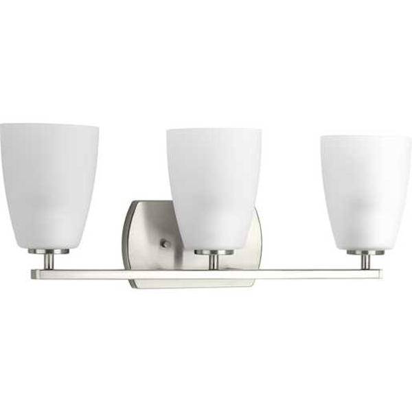 3 Light 120 volt Brushed Nickel Vanity Etched Glass Light Fixture 2