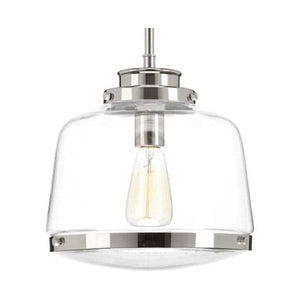 1 Light Polished Nickel Clear Glass Shade Pendant Light Fixture 1
