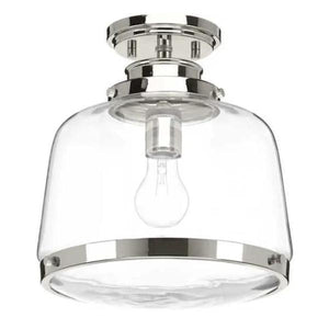 1 Light 120 volt Polished Nickel Round Clear Glass Ceiling Light Fixture 1